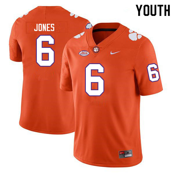 Youth #6 Sheridan Jones Clemson Tigers College Football Jerseys Sale-Orange